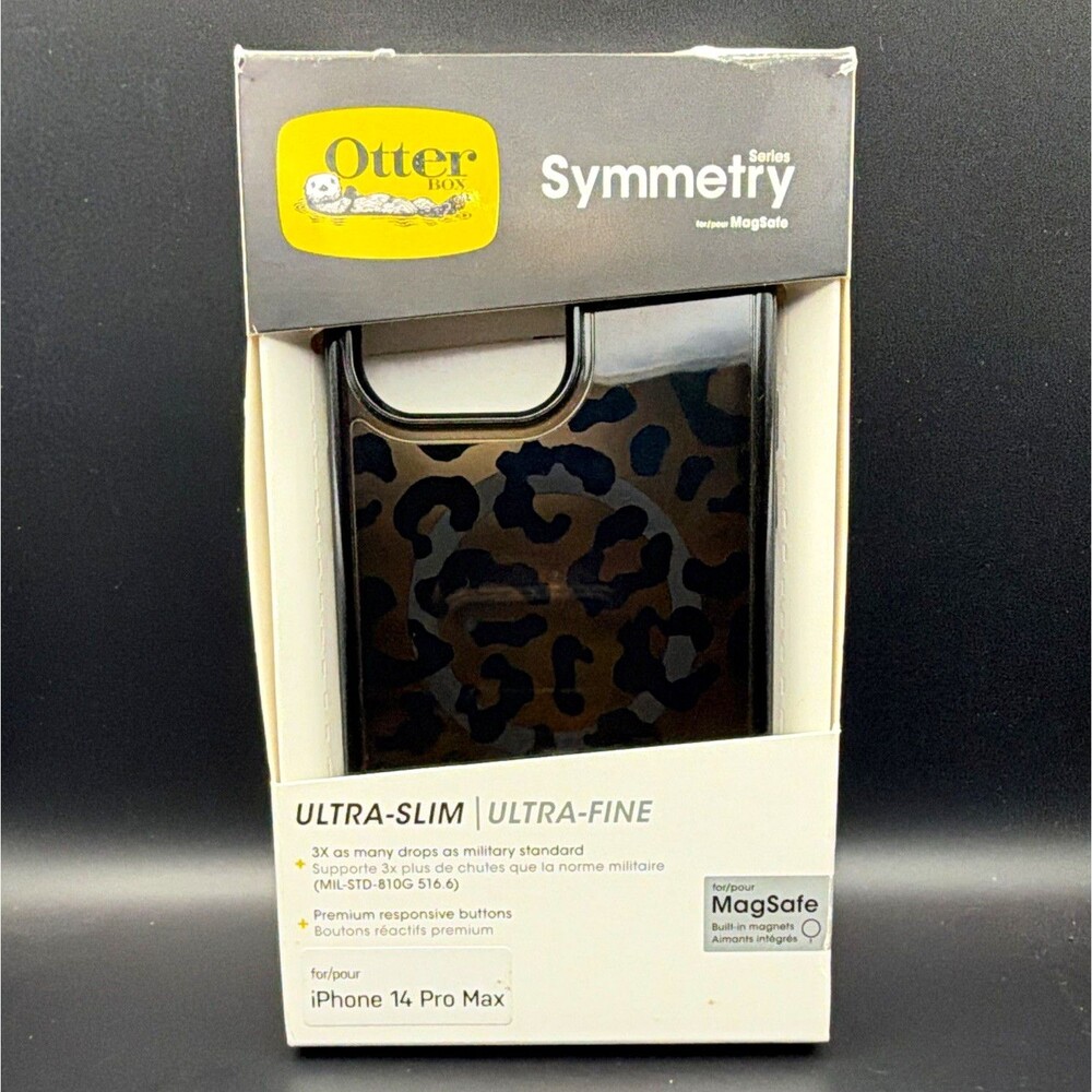 OtterBox Symmetry Series MagSafe Hard Case iPhone 14 Pro Max Black Leopard